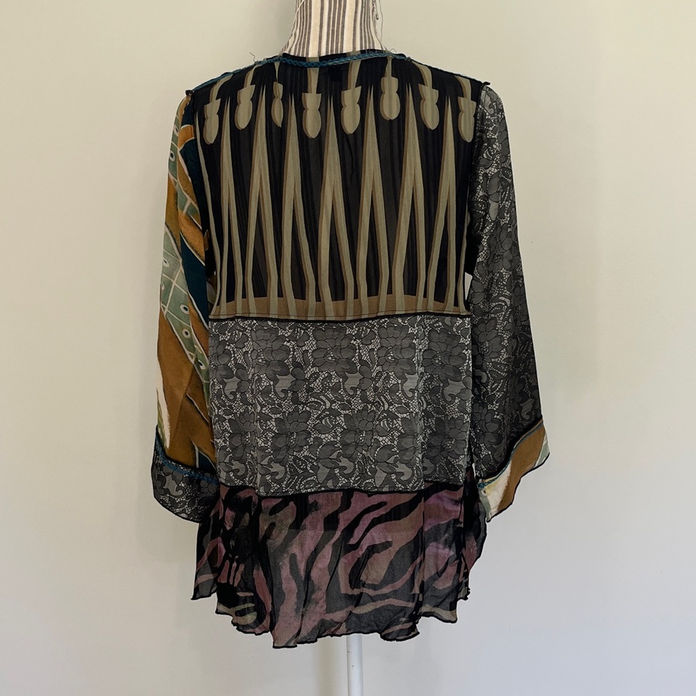 John Mark Multicolor Patchwork Blouse - image 3